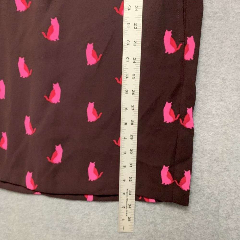 Ann Taylor Womens Cat Print Shift Dress Size MP Ann Taylor Maroon Crazy Cat Lady - Picture 5 of 9